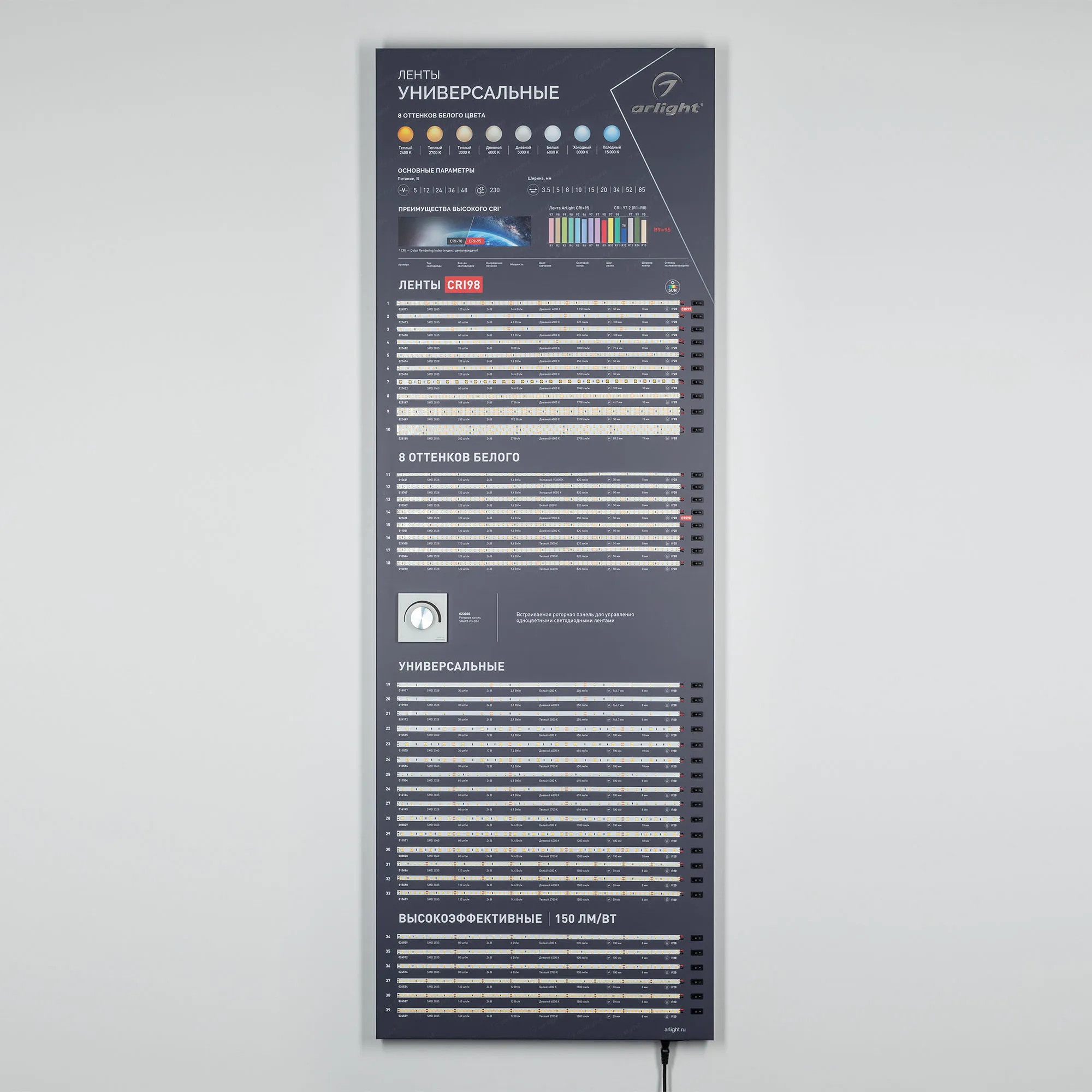 Стенд Ленты Универсальные RT-LUX-E1-1760x600mm (v.2, DB 3мм, пленка, подсветка) (Arlight, -) - изображение товара