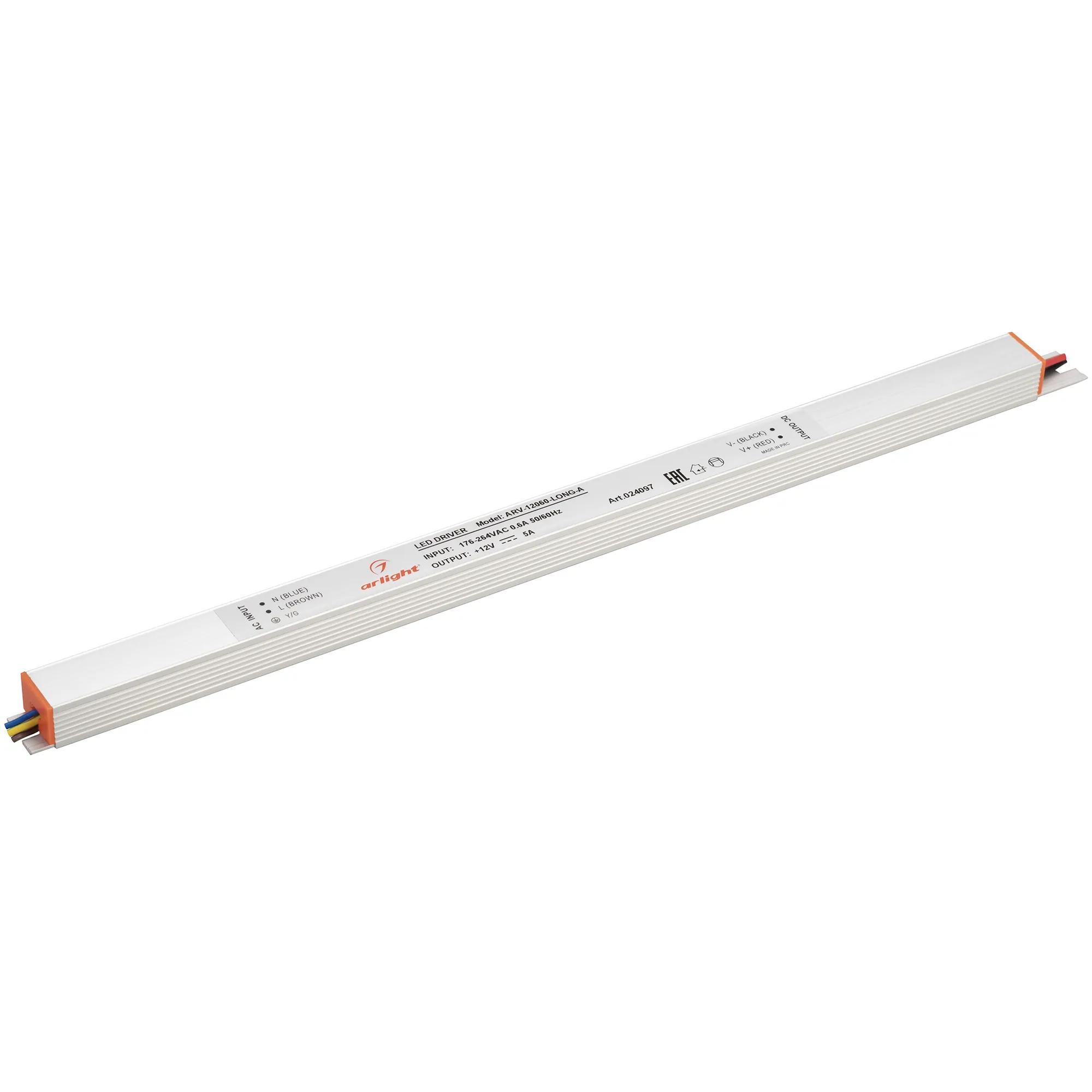 Блок питания ARV-12060-LONG-A (12V, 5A, 60W) (Arlight, IP20 Металл, 2 года) - изображение товара
