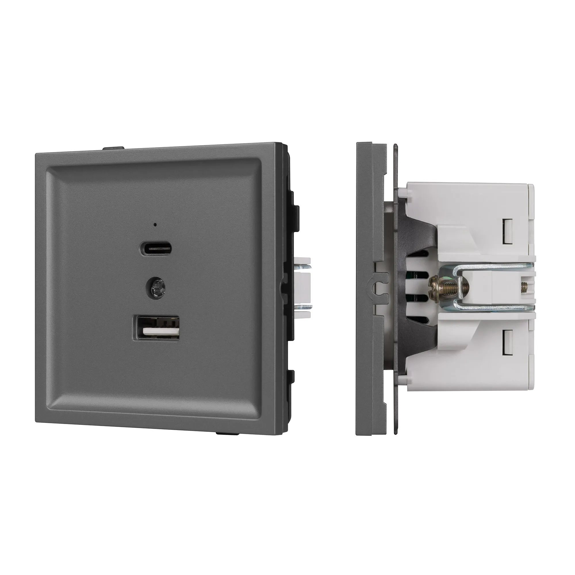 Механизм USB розетки SCT-TENDO-MUAC-SFPL-GR (5V, 3A, QC3) (Arlight, -) - изображение товара