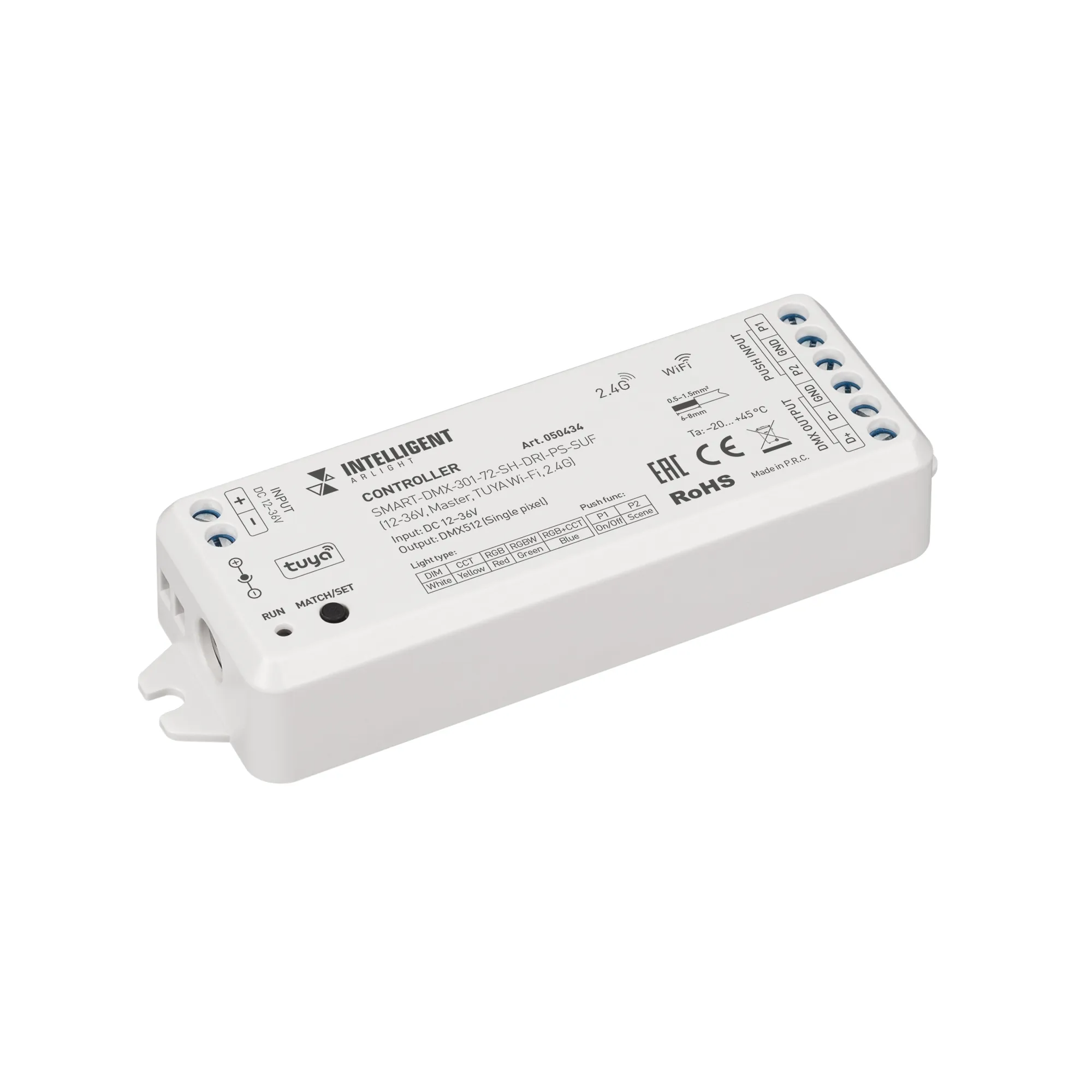 INTELLIGENT ARLIGHT Контроллер SMART-DMX-301-72-SH-DRI-PS-SUF (12-36V, Master, TUYA Wi-Fi, 2.4G) (IARL, IP20 Пластик, 5 лет) - изображение товара