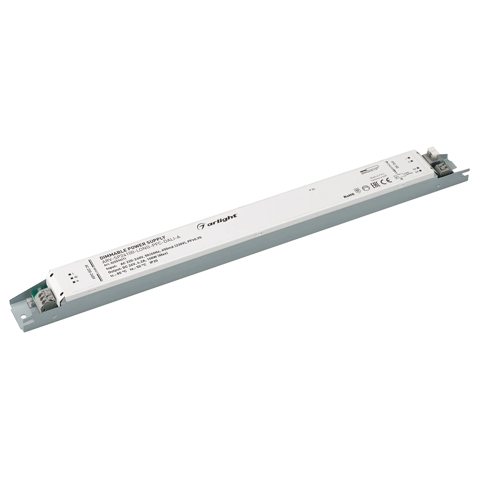 Блок питания ARV-SP24100-LONG-PFC-DALI-A (24V, 4.2A, 100W) (Arlight, IP20 Металл, 5 лет) - изображение товара