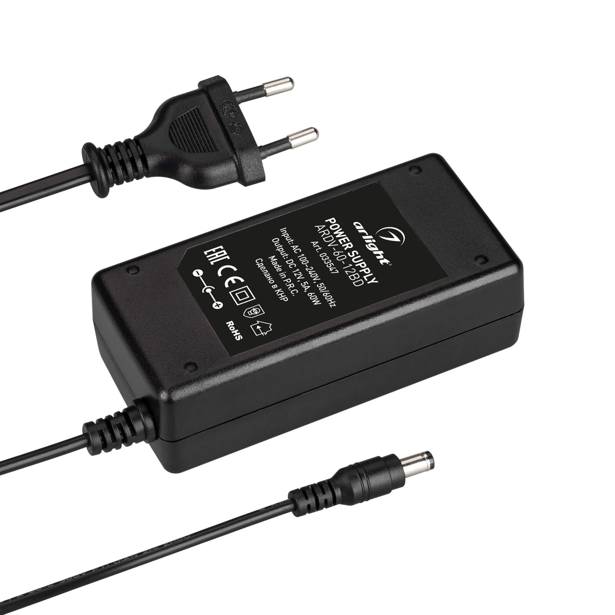 Блок питания ARDV-60-12BD (12V, 5A, 60W) (Arlight, Адаптер, 3 года) - изображение товара