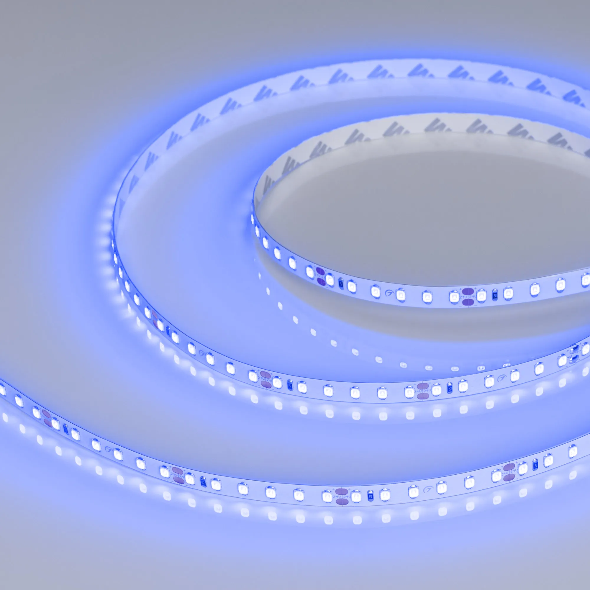 Лента светодиодная RT-A120-8mm 24V Blue (9.6 W/m, IP20, 2835, 5m) (Arlight, 9.6 Вт/м, IP20) - изображение товара