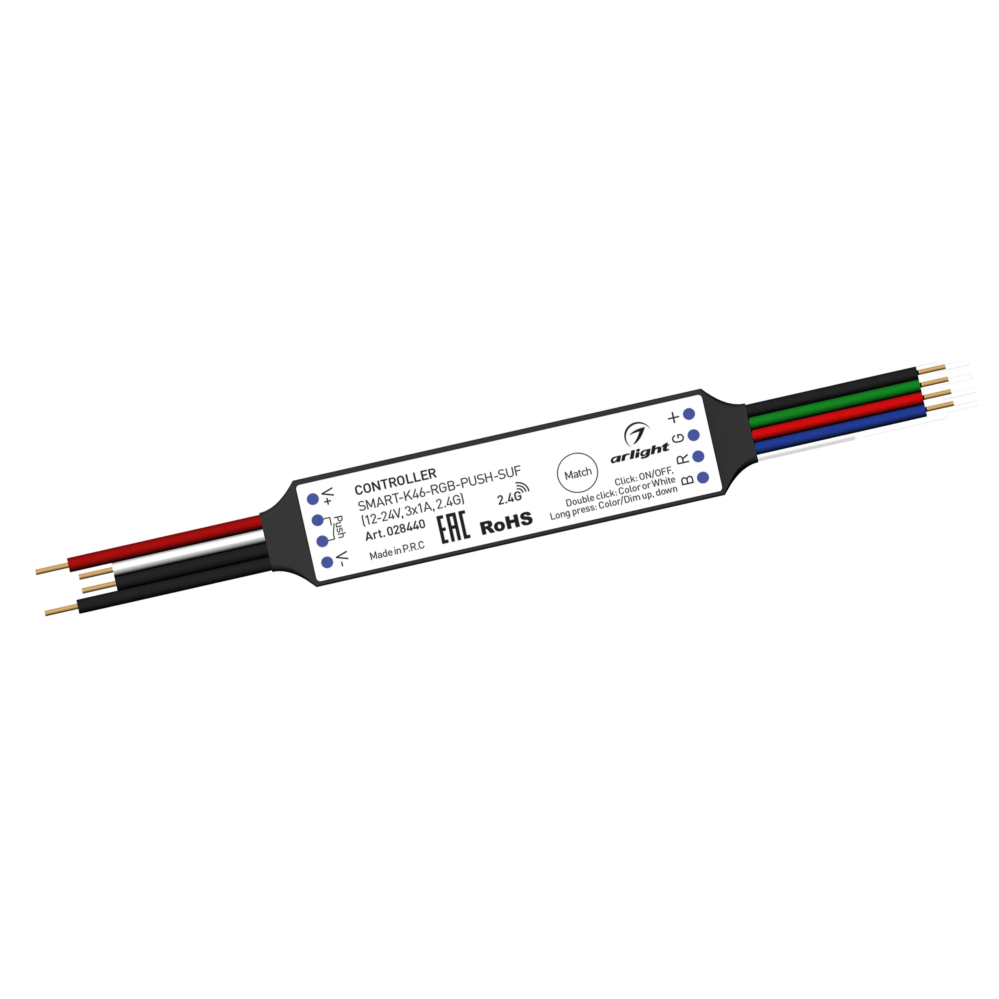 Контроллер SMART-K46-RGB-PUSH-SUF (12-24V, 3x1A, 2.4G) (Arlight, Пластик) - изображение товара